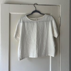 ELIZABETH SUZANN | (WHITE) Georgia Tee in Midweight Linen